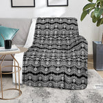 Black And White Ethnic Boho Print Blanket