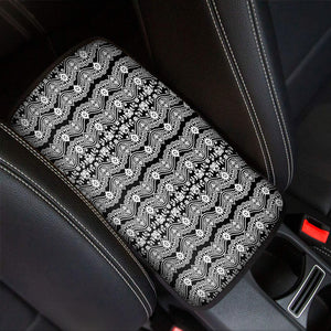 Black And White Ethnic Boho Print Car Center Console Cover