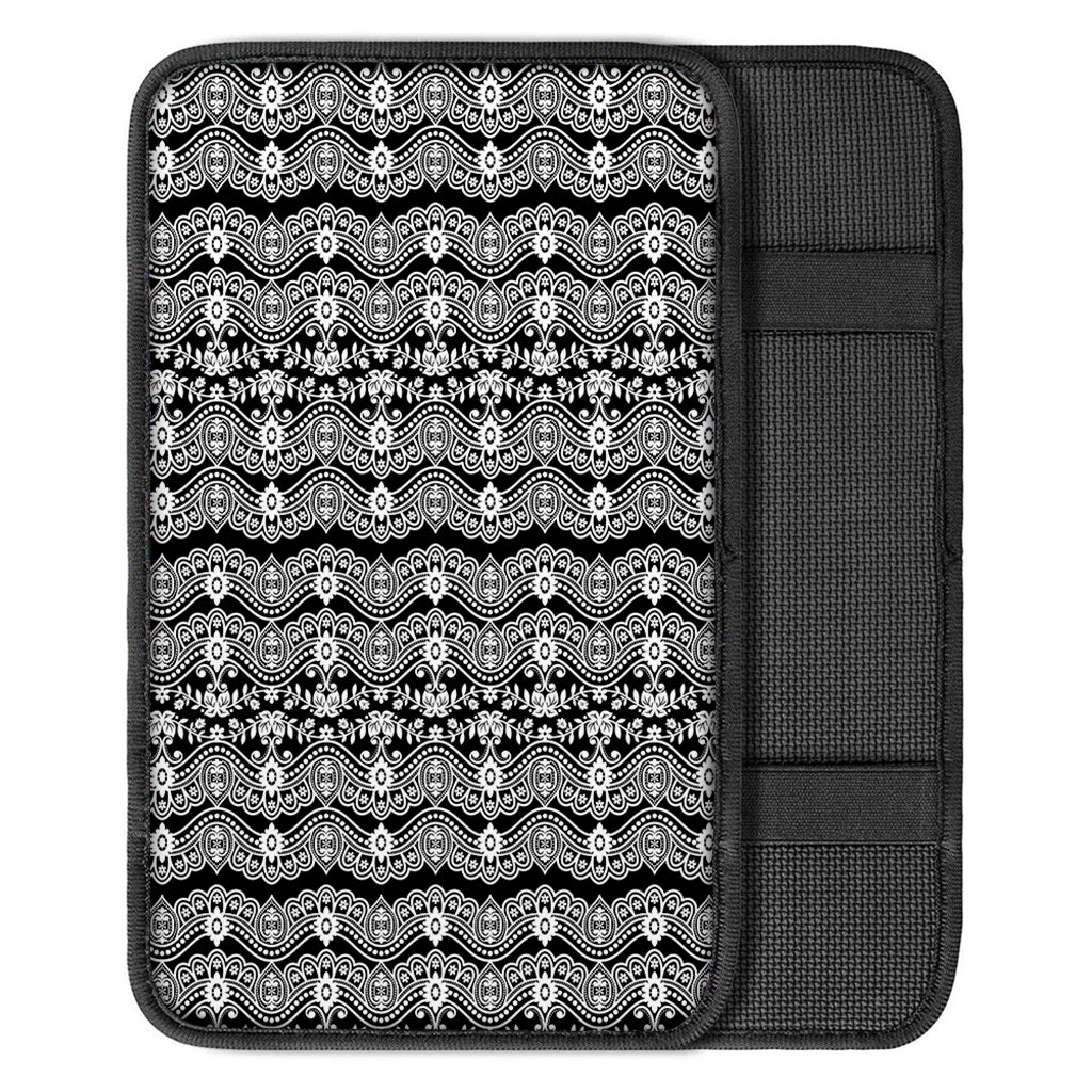 Black And White Ethnic Boho Print Car Center Console Cover