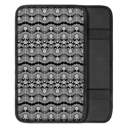 Black And White Ethnic Boho Print Car Center Console Cover