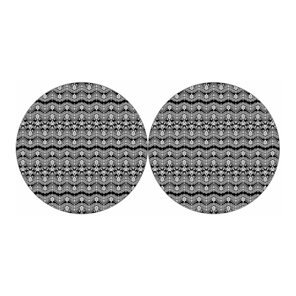 Black And White Ethnic Boho Print Car Coasters