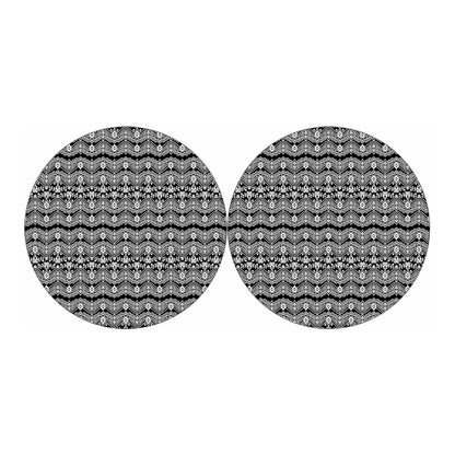 Black And White Ethnic Boho Print Car Coasters