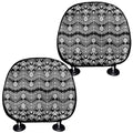 Black And White Ethnic Boho Print Car Headrest Covers