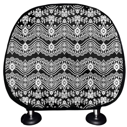 Black And White Ethnic Boho Print Car Headrest Covers