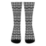 Black And White Ethnic Boho Print Crew Socks