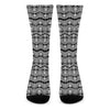 Black And White Ethnic Boho Print Crew Socks