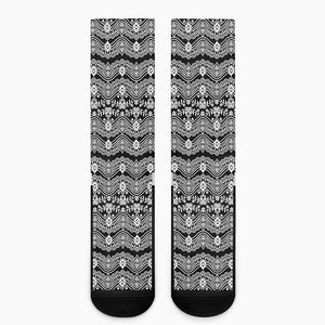 Black And White Ethnic Boho Print Crew Socks