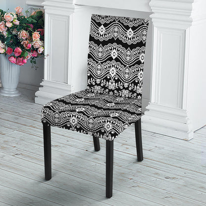 Black And White Ethnic Boho Print Dining Chair Slipcover