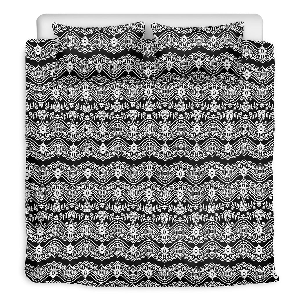 Black And White Ethnic Boho Print Duvet Cover Bedding Set