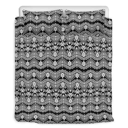 Black And White Ethnic Boho Print Duvet Cover Bedding Set