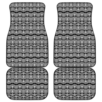 Black And White Ethnic Boho Print Front and Back Car Floor Mats