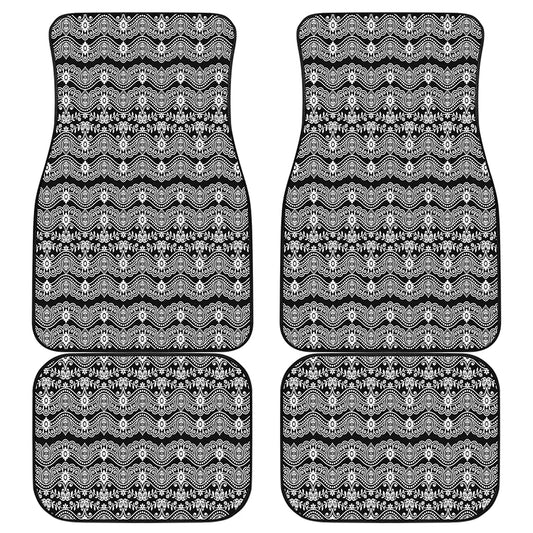 Black And White Ethnic Boho Print Front and Back Car Floor Mats