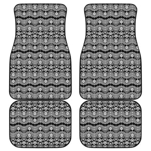 Black And White Ethnic Boho Print Front and Back Car Floor Mats