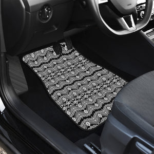 Black And White Ethnic Boho Print Front and Back Car Floor Mats