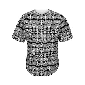 Black And White Ethnic Boho Print Men's Baseball Jersey