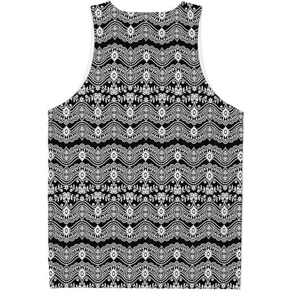 Black And White Ethnic Boho Print Men's Tank Top