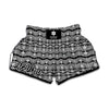 Black And White Ethnic Boho Print Muay Thai Boxing Shorts