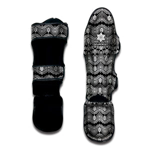 Black And White Ethnic Boho Print Muay Thai Shin Guard