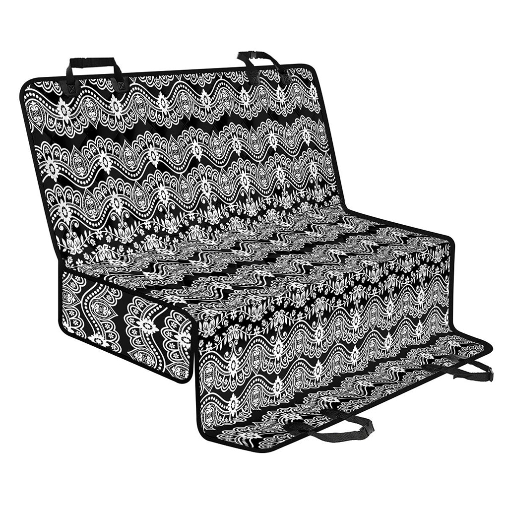 Black And White Ethnic Boho Print Pet Car Back Seat Cover