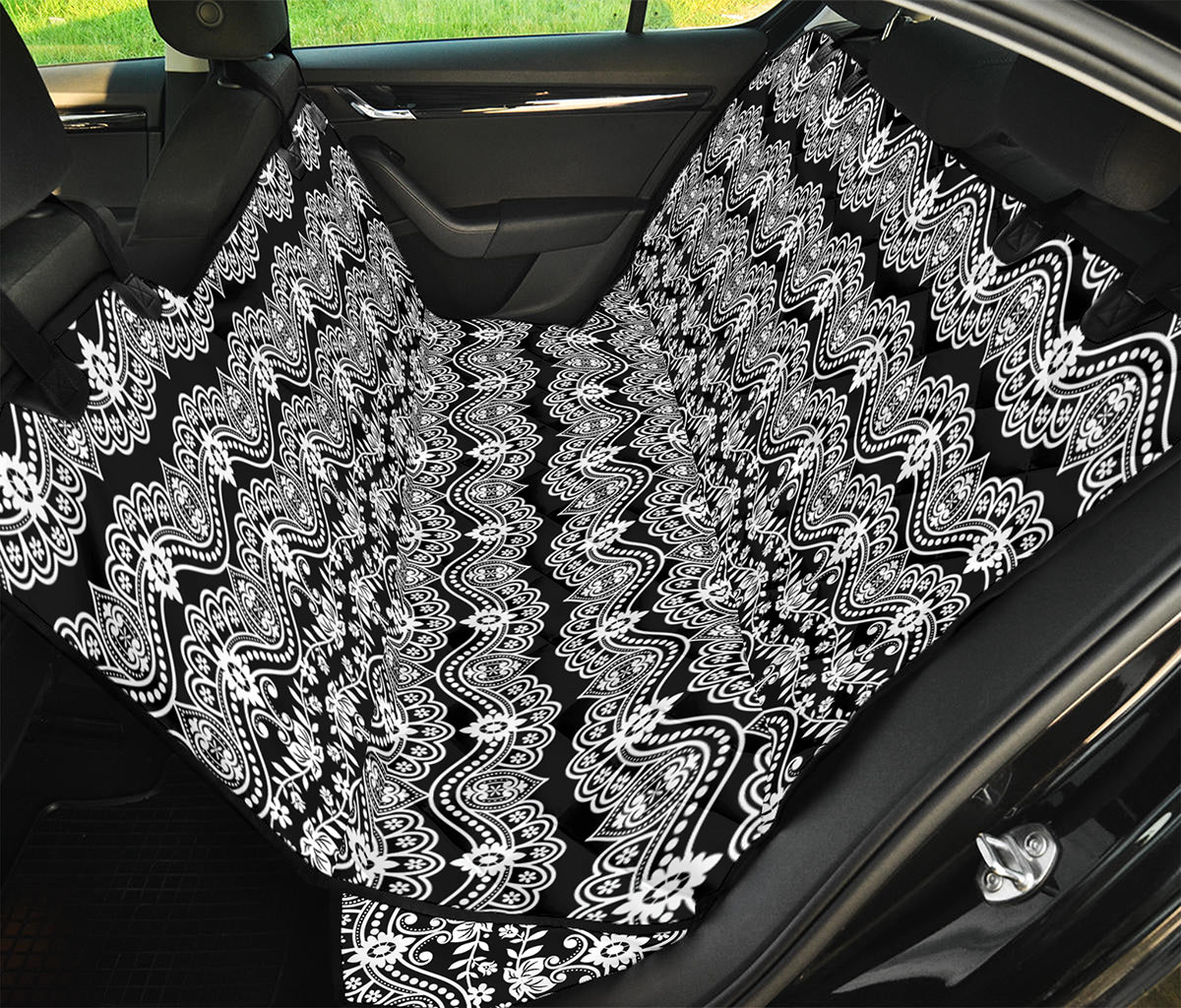 Black And White Ethnic Boho Print Pet Car Back Seat Cover