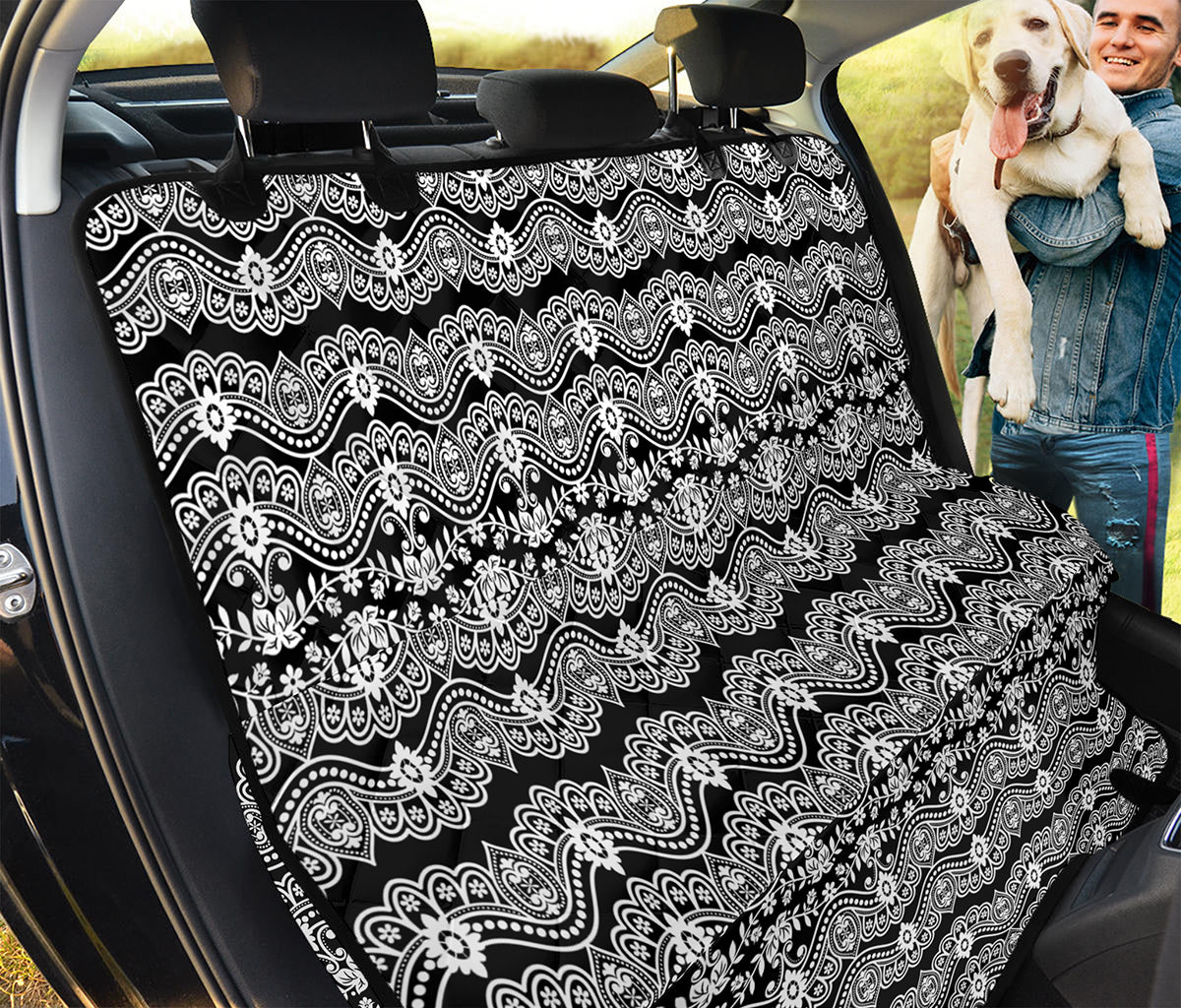 Black And White Ethnic Boho Print Pet Car Back Seat Cover