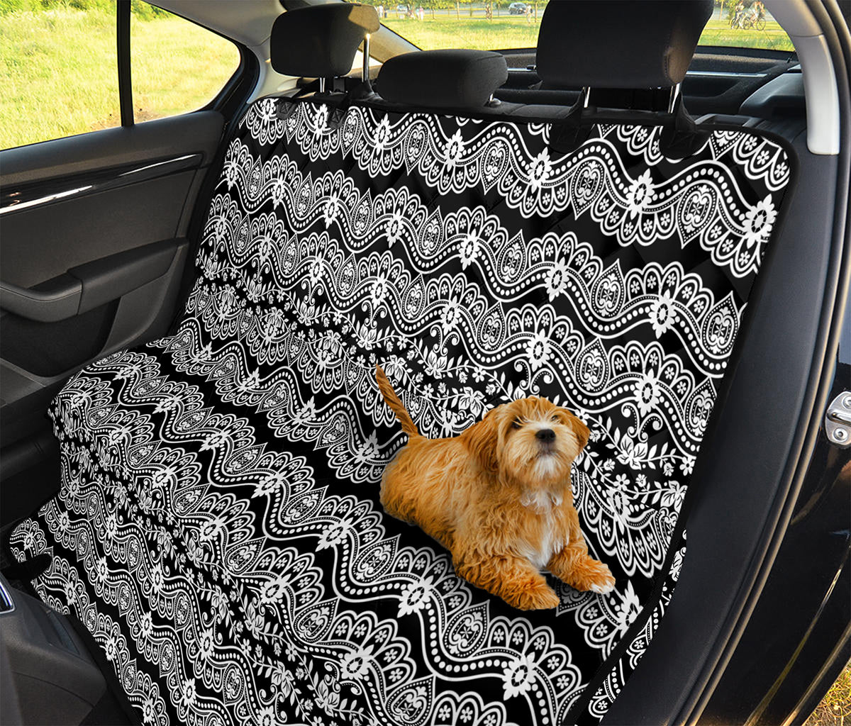 Black And White Ethnic Boho Print Pet Car Back Seat Cover