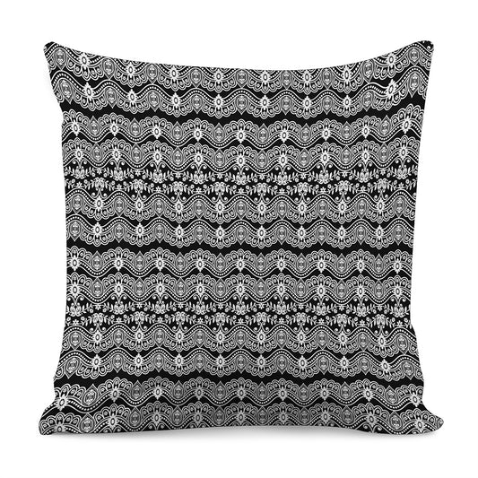Black And White Ethnic Boho Print Pillow Cover