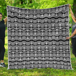 Black And White Ethnic Boho Print Quilt