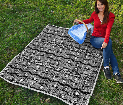 Black And White Ethnic Boho Print Quilt