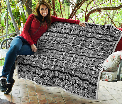 Black And White Ethnic Boho Print Quilt