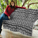 Black And White Ethnic Boho Print Quilt