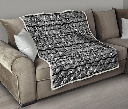 Black And White Ethnic Boho Print Quilt