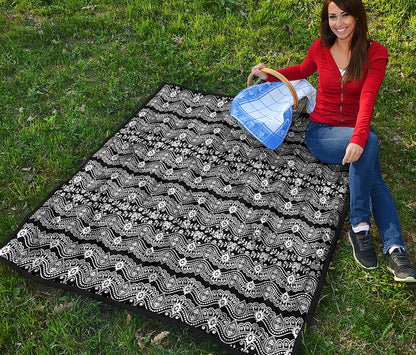 Black And White Ethnic Boho Print Quilt