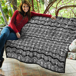 Black And White Ethnic Boho Print Quilt