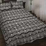Black And White Ethnic Boho Print Quilt Bed Set