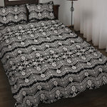 Black And White Ethnic Boho Print Quilt Bed Set