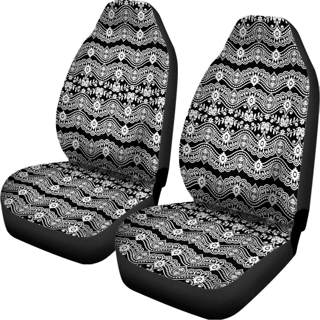 Black And White Ethnic Boho Print Universal Fit Car Seat Covers