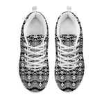 Black And White Ethnic Boho Print White Sneakers