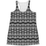 Black And White Ethnic Boho Print Women's Racerback Tank Top