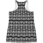 Black And White Ethnic Boho Print Women's Racerback Tank Top