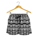 Black And White Ethnic Boho Print Women's Shorts