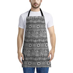 Black And White Ethnic Pattern Print Apron