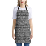 Black And White Ethnic Pattern Print Apron