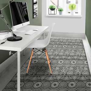 Black And White Ethnic Pattern Print Area Rug