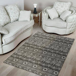 Black And White Ethnic Pattern Print Area Rug