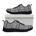 Black And White Ethnic Pattern Print Black Running Shoes