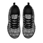 Black And White Ethnic Pattern Print Black Sneakers