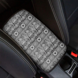 Black And White Ethnic Pattern Print Car Center Console Cover