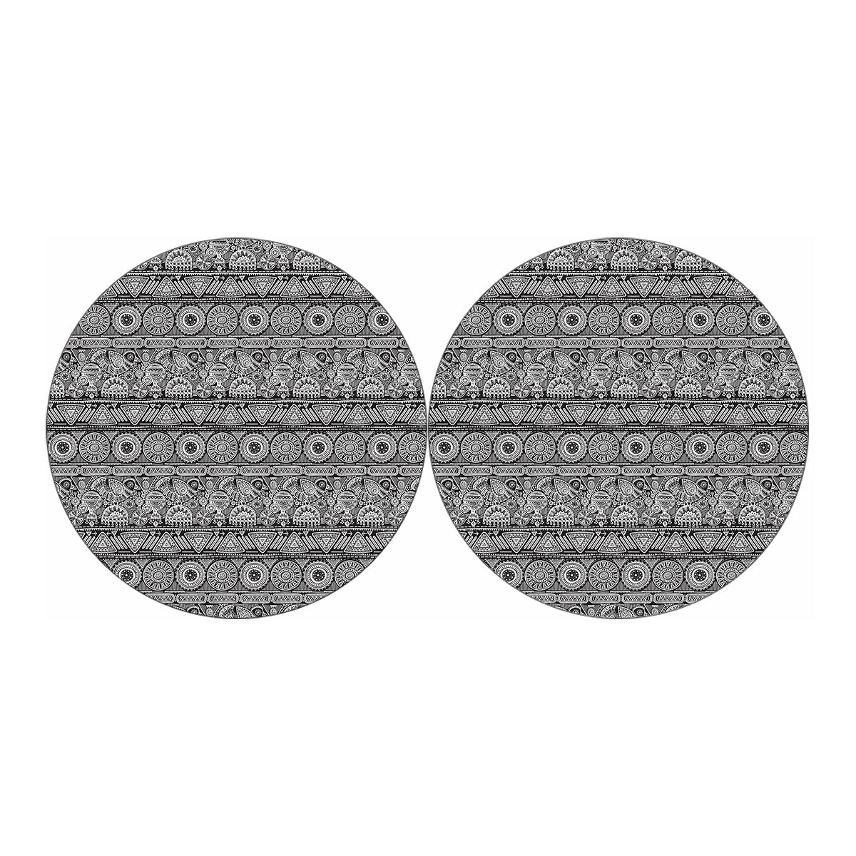 Black And White Ethnic Pattern Print Car Coasters