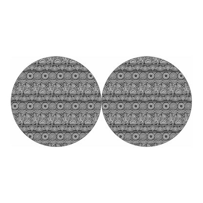 Black And White Ethnic Pattern Print Car Coasters